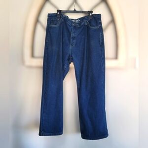 WORK'NGEAR Fleece Lined Straight Leg Med Wash Denim Jeans Size 42x30